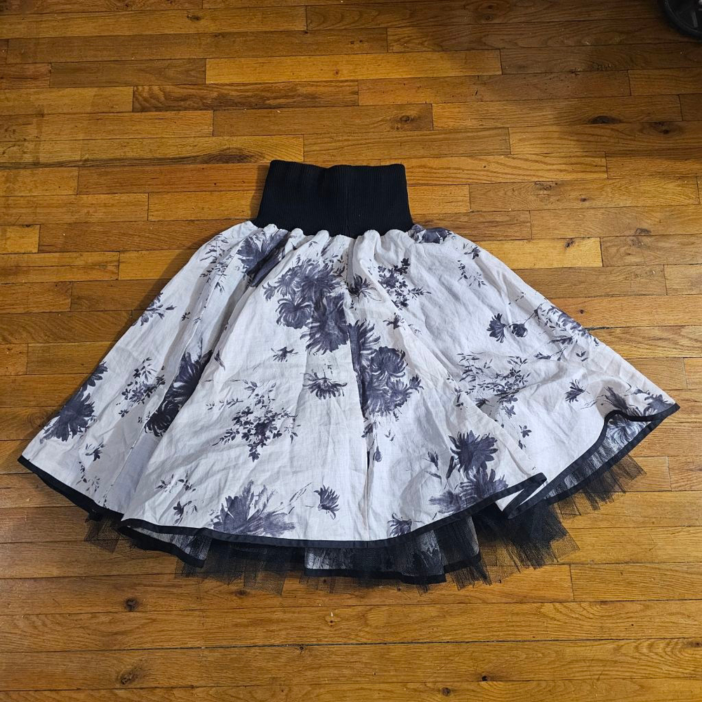 Cooper by Trelise White Black Floral A Line Skirt Small Linen Blend - Picture 5 of 7